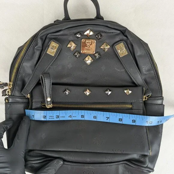 MCM Rucksack Visetos Black Canvas Small Leather Backpack - Picture 16 of 16